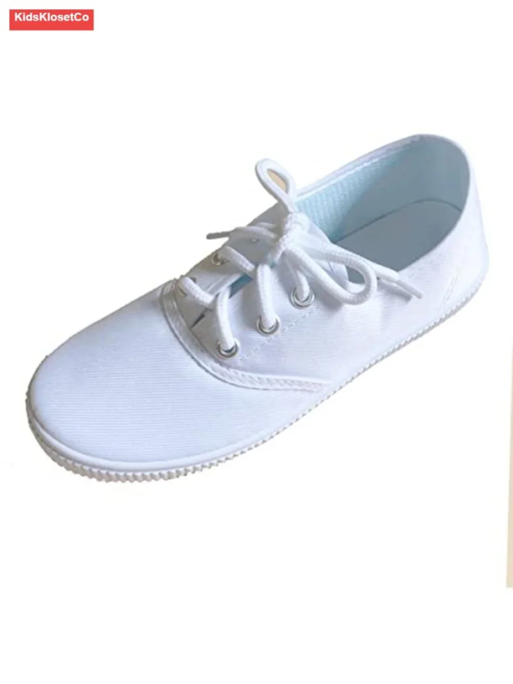 Kids Lace Up Sneakers Athletic Running Tennis Sport Shoe Canvas White